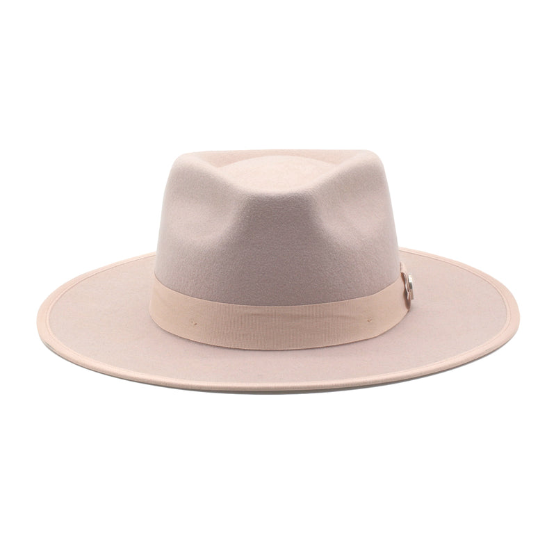 The Himalayan - Blush Wide-Brim Wool Hat with Blush Ribbon FINAL SALE