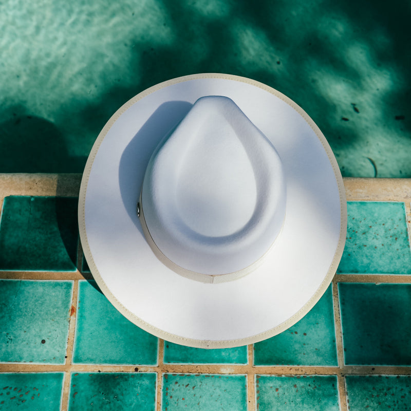 Sea Salt - Cream Wide-Brim Wool Hat with Cream Ribbon FINAL SALE