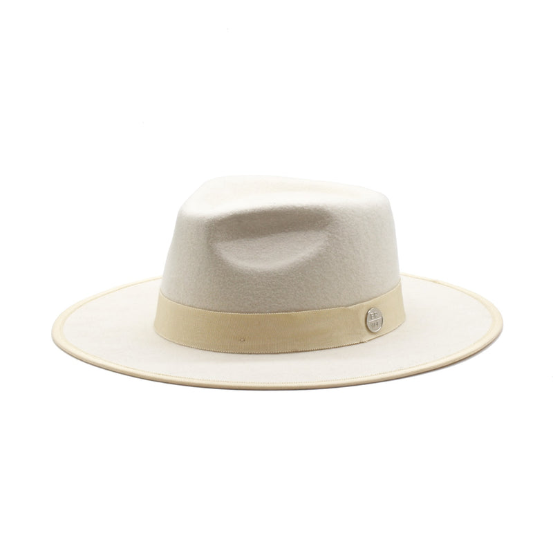 Sea Salt - Cream Wide-Brim Wool Hat with Cream Ribbon FINAL SALE