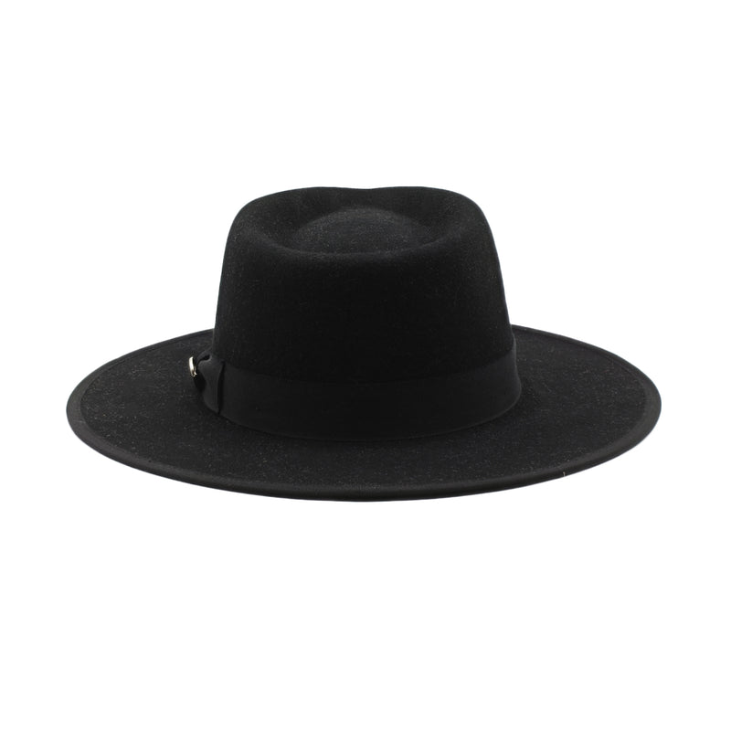 The Warden - Black Wide-Brim Wool Hat with Black Ribbon FINAL SALE