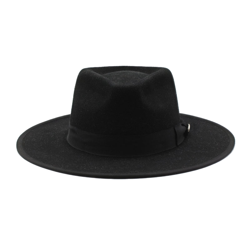 The Warden - Black Wide-Brim Wool Hat with Black Ribbon FINAL SALE